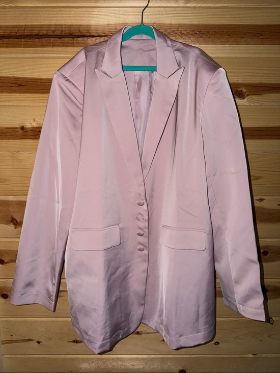 Jackets & Blazers - Light Pink Women's Satin Blazer - Timeless Tailored Jacket